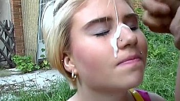 pickup Teen for massive facial