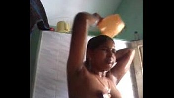 Indian girl taking self video when bathing