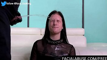 Pretty blue eyed bitch comes to Facial a. for her porn debut gets pissed on by the director and face fucked