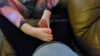 homemade footjob with cum on feet