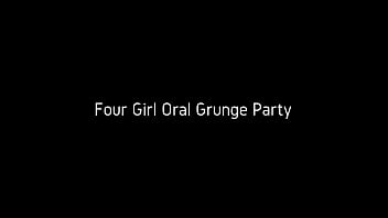 Four grunge chicks dance and suck cock