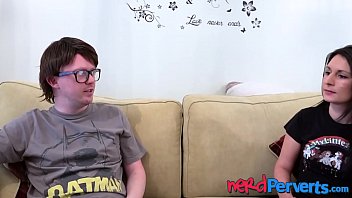 Cutie filmed while sucking big nerd dick
