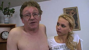 Cute blondie fucked on the office desk by mature man!