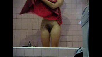 Enjoy my hairy mom fully nude in bath room