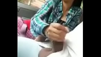 girl hand job to lover inside car