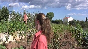 Slut farmer having sex in the orchard