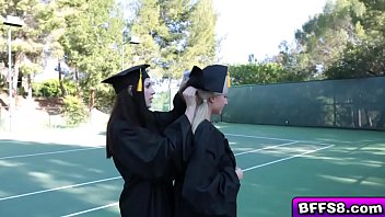 Naughty graduating teens in a hot lesbian fuck