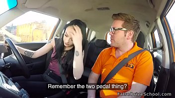 Brunette Euro driving student after class sucks big dick to instructor