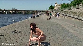 Crazy chick Rossa has fun in public streets