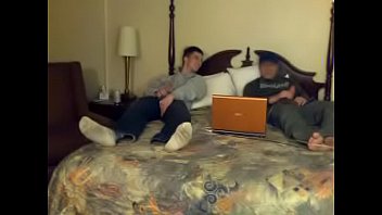 Hidden cam bi-curious guys jerk each other off