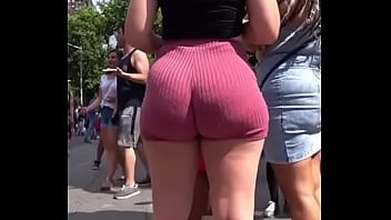 Phat ass latina in pink shorts you can see the jiggle