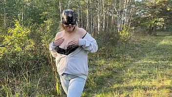 VickyBB having fun in the Woods, until a stranger appears..