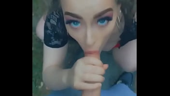 Slutty college girl sucks big cock in public for £100