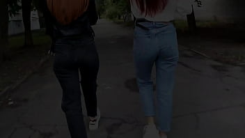 Public Jeans Ass Worship and POV Jeanssitting and POV Trample in Dirty Sock and Sneaker - Double POV Femdom