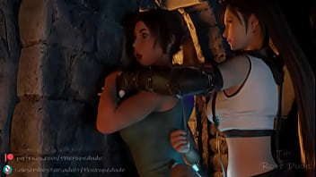 Lara Croft is caught by Tifa