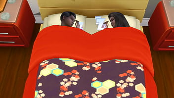 step Brother And step Sister Share The Same Bed Because Of The Guests And they did not resist the temptation and had sex catching by their step Dad